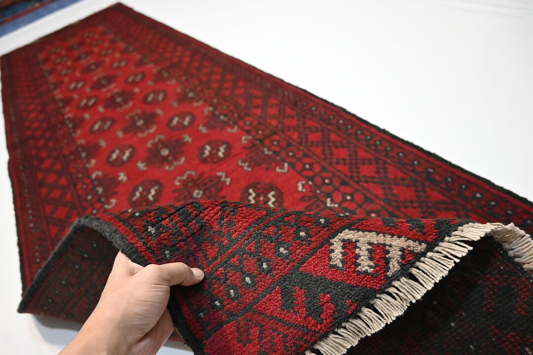Vintage Runner Rug 2'8x9'2 Ft Afghan Mowri Rug/ Turkmen Handmade Rug ...