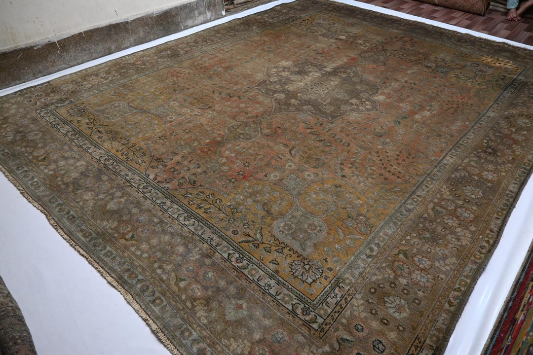 12x10 Large Terracotta Rug 1920s Antique Rug/ Afghan Handmade Wool Rug ...