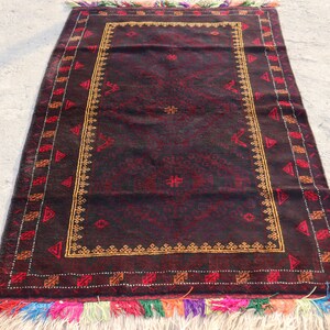 Alfombra Baluchi antigua de 4&#39;3x6&#39;9 pies / Alfombra de lana hecha a mano afgana / Alfombra turcomana oriental / Alfombra tribal afgana vintage / Alfombra de dormitorio / Alfombra de sala de estar 4x7