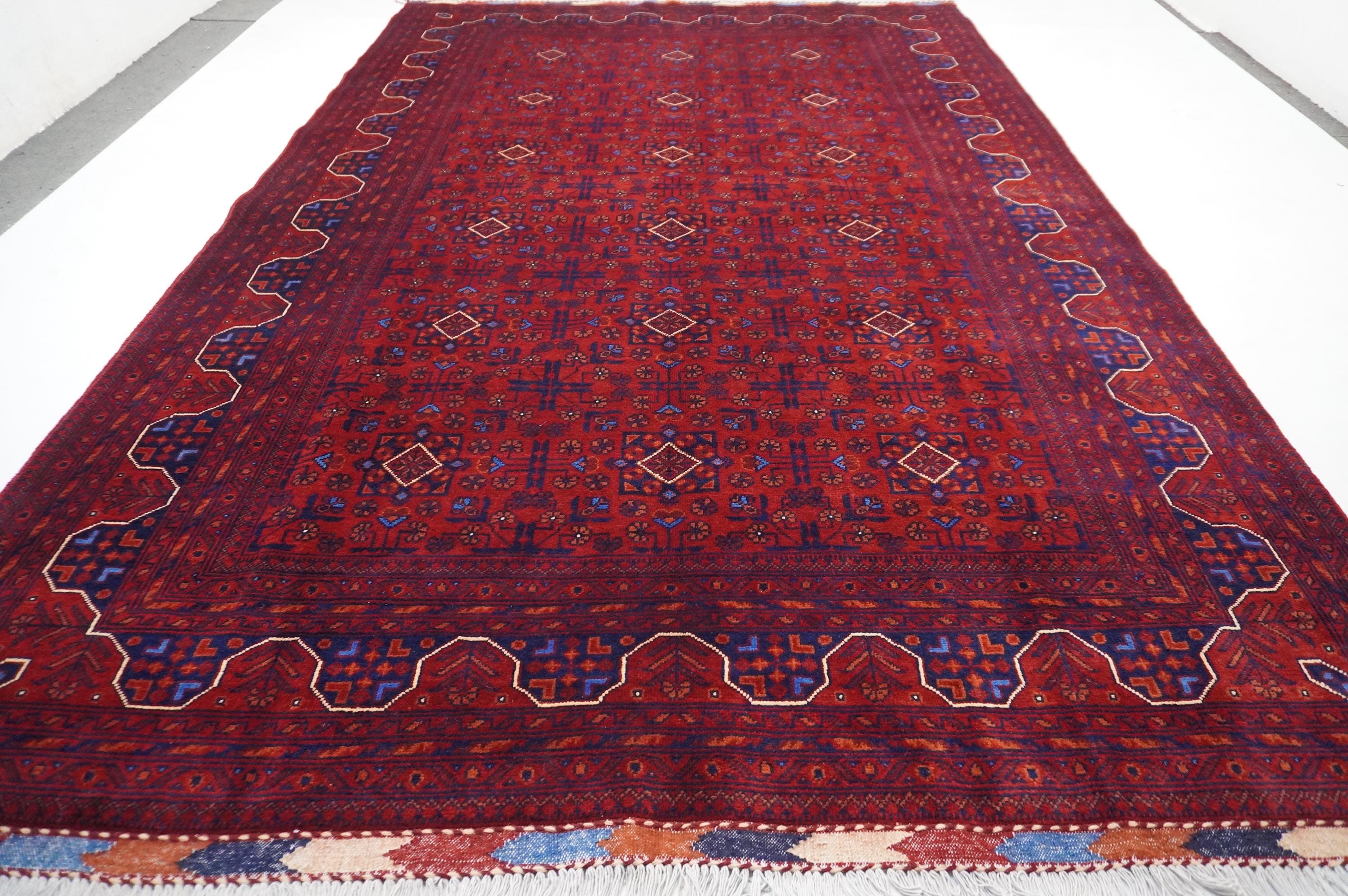 Afghan Rug 7x10 Turkmen Tribal Bukhara Rug/ Handmade Fine Wool Rug