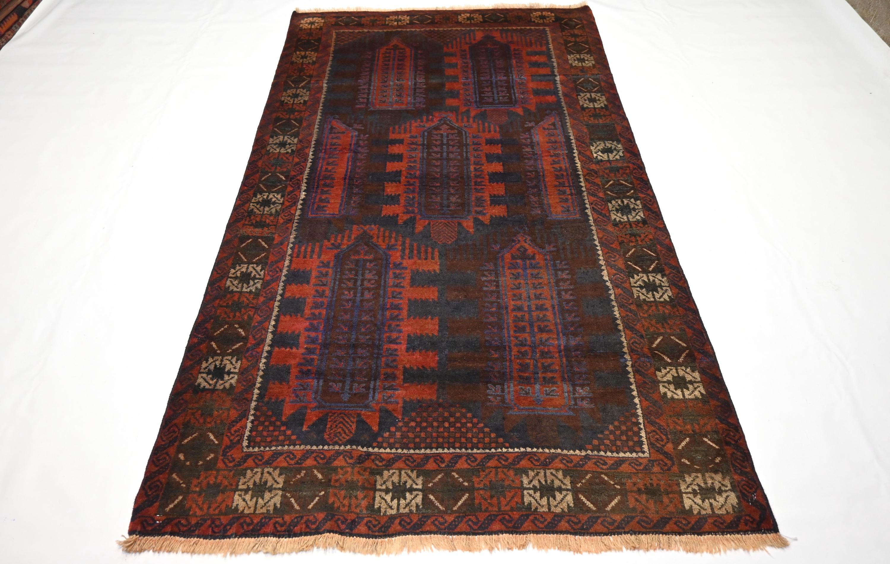 48/89 "紫水晶" Afghan Baluchi  Vintage Rug 48/89 