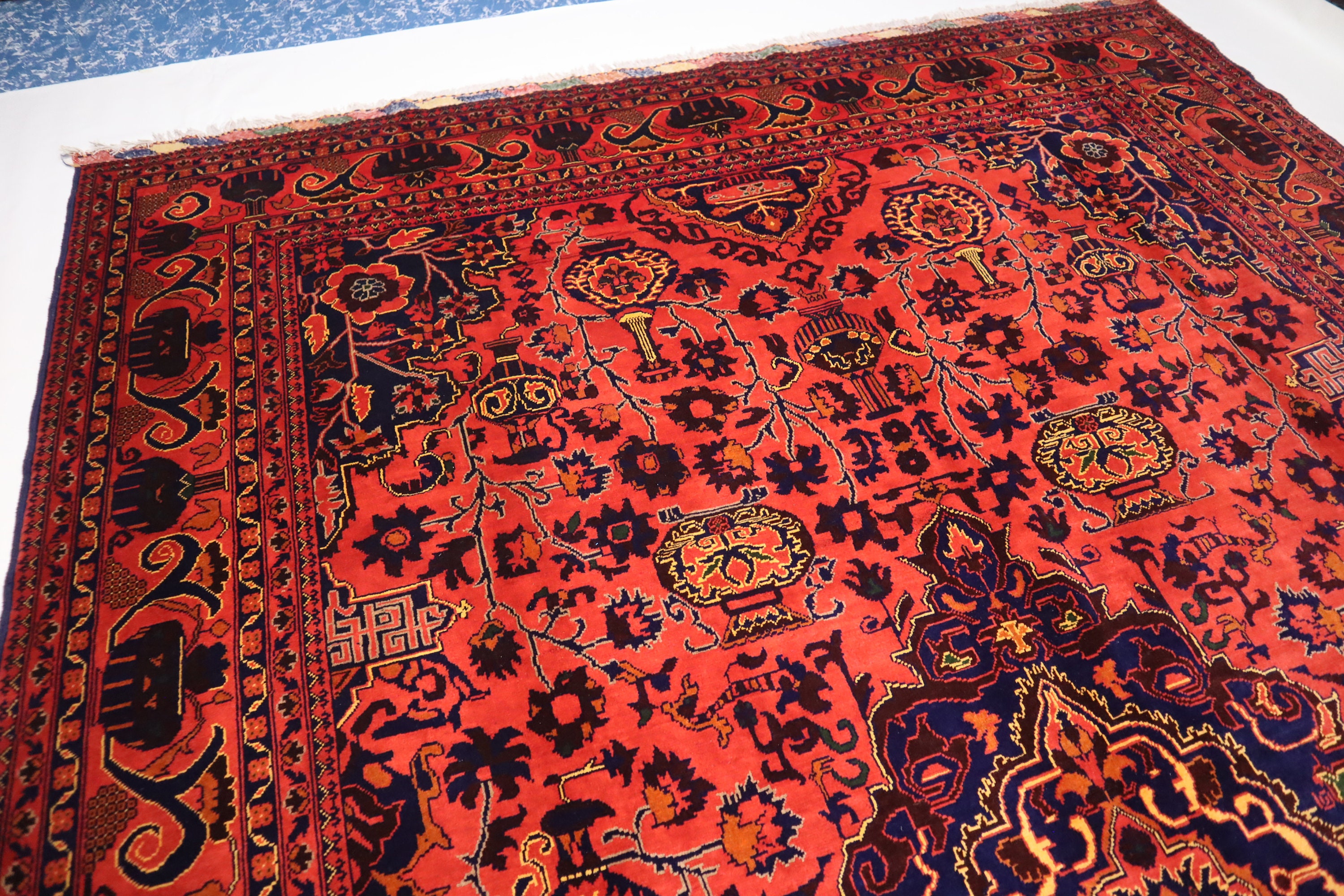 8x12 レッド 大型トルクメン ゼルカーキラグ/アフガニスタン