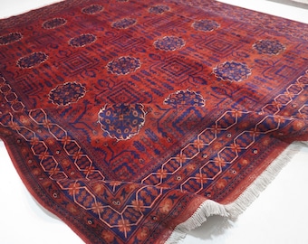 8x10 Afghan Rug 250x315 cm Handmade Khal Muhammadi Gundumak Rug/ Large Oriental Area Rug/ Turkmen Tribal Wheat Design Bedroom Rug 8'4x10'4"