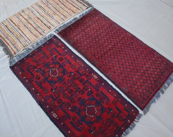 3'3x2'0フィート、3枚セット ヴィンテージ スモール エントランスラグ