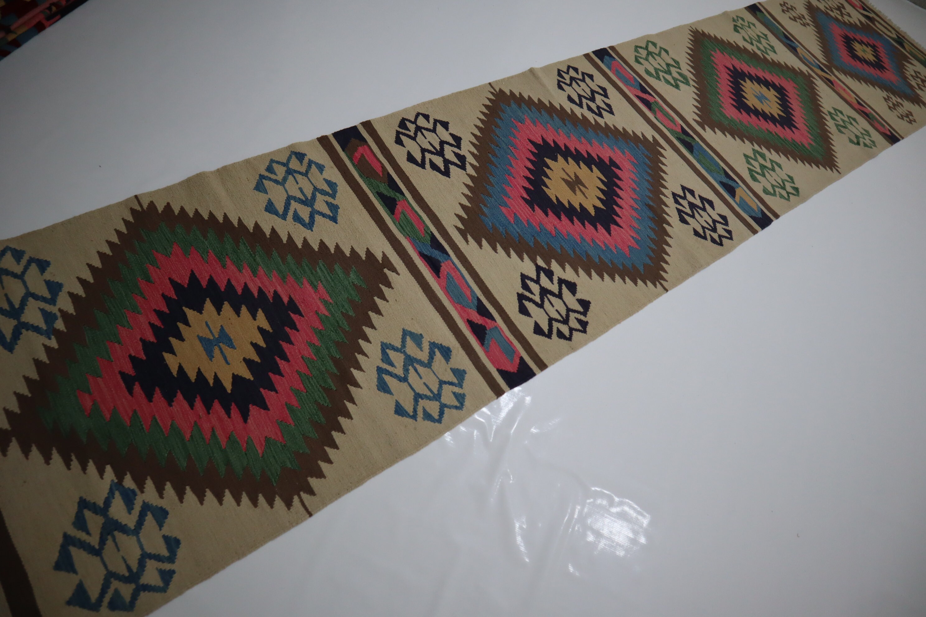 13 Feet Runner Rug/ Handwoven Kilim Rug/ Best for Hallway Runner ...