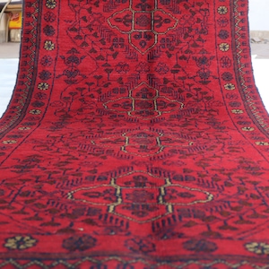 Small Vintage Rug 2&#39;6x4&#39;1 ft Turkmen Red Bukhara rug 3x4 Afghan Handmade Wool Area Rug/ Khal Muhammadi Oriental Rug/ Rug for Bedroom/ Office