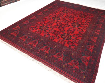 5x7 Afghan Vintage Rug/ Authentic Turkmen Bukhara rug/ Handmade Wool Area Rug/ Khal Muhammadi Oriental Rug/ Rug for Bedroom/ Living Room Rug