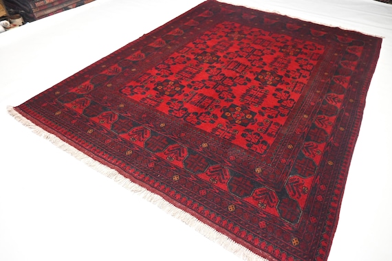 5x7 Afghan Vintage Rug/ Authentic Turkmen Bukhara rug/ Handmade Wool Area Rug/ Khal Muhammadi Oriental Rug/ Rug for Bedroom/ Living Room Rug