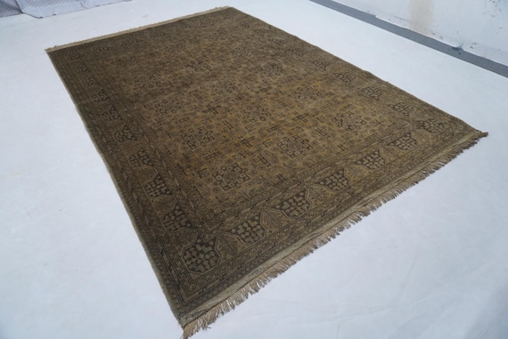 Terracotta Bukhara rug 6x8 Afghan Antique Handmade Wool rug