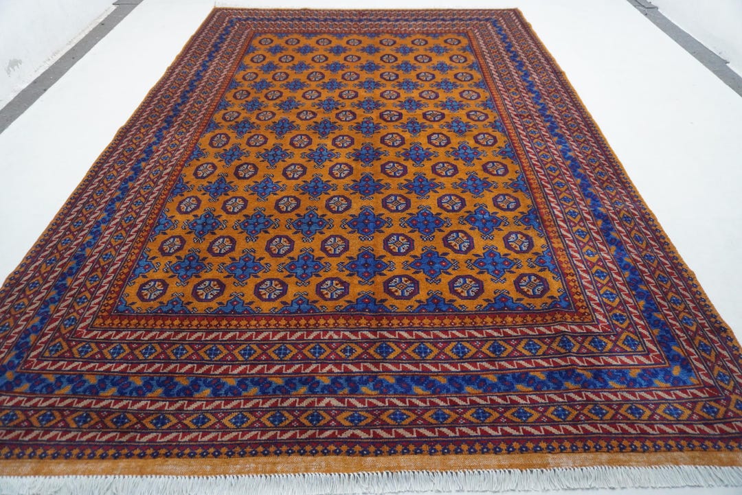 Goldan Rug 7x10 Golden Rug/ Afghan Mowri Rug/ Handmade Wool Rug/ Oriental Vintage ...