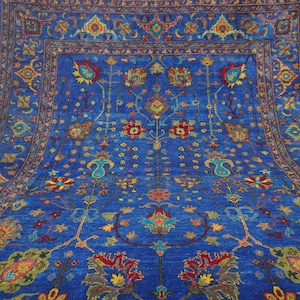 Tappeto Bijdar blu reale 8x10 / Tappeto Sultani floreale turkmeno / Tappeto di lana fatto a mano di alta qualità / Tappeto orientale afgano / Tappeto per camera da letto e soggiorno