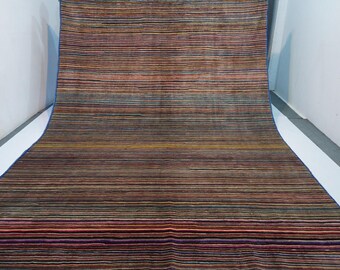 8x11 Large Striped Rug/ Afghan Handmade Rug Natural Veg dyes Wool Rug/ Multi colors Gabbeh Rug Contemperory Area Rug/ Bedroom Rug 8'6x11'4"