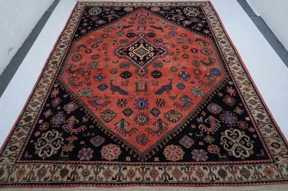 アフガンラグ　人物と動物　ヴィンテージラグ ヴィンテージ風ラグ TOCORU Series AFGHUN ループ レッド– ラグと