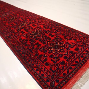 10 ft Afghan Bukhara Runner Rug 1&#39;9x9&#39;6 ft Stunning Khal Muhammadi design Runner/ Oriental Turkmen Rug/ Hallway Runner Kitchen Rug 50x290 cm