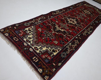 1930s Antique 2'4x7'5 ft Runner Rug/ Afghan Caucasian Rug/ Handmade Wool Rug/ Oriental Rug/ Low Pile Rug/ Turkmen Tribal Rug/ Hallway Runner