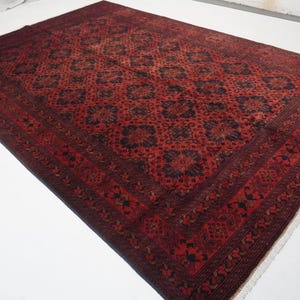 6&#39;7x9&#39;7 ft Vintage Turkmen Ersari Bukhara Rug/ Afghan Handmade Wool rug/ Oriental Red Afghan Rug/ Rug for Bedroom Office Living Room Carpet