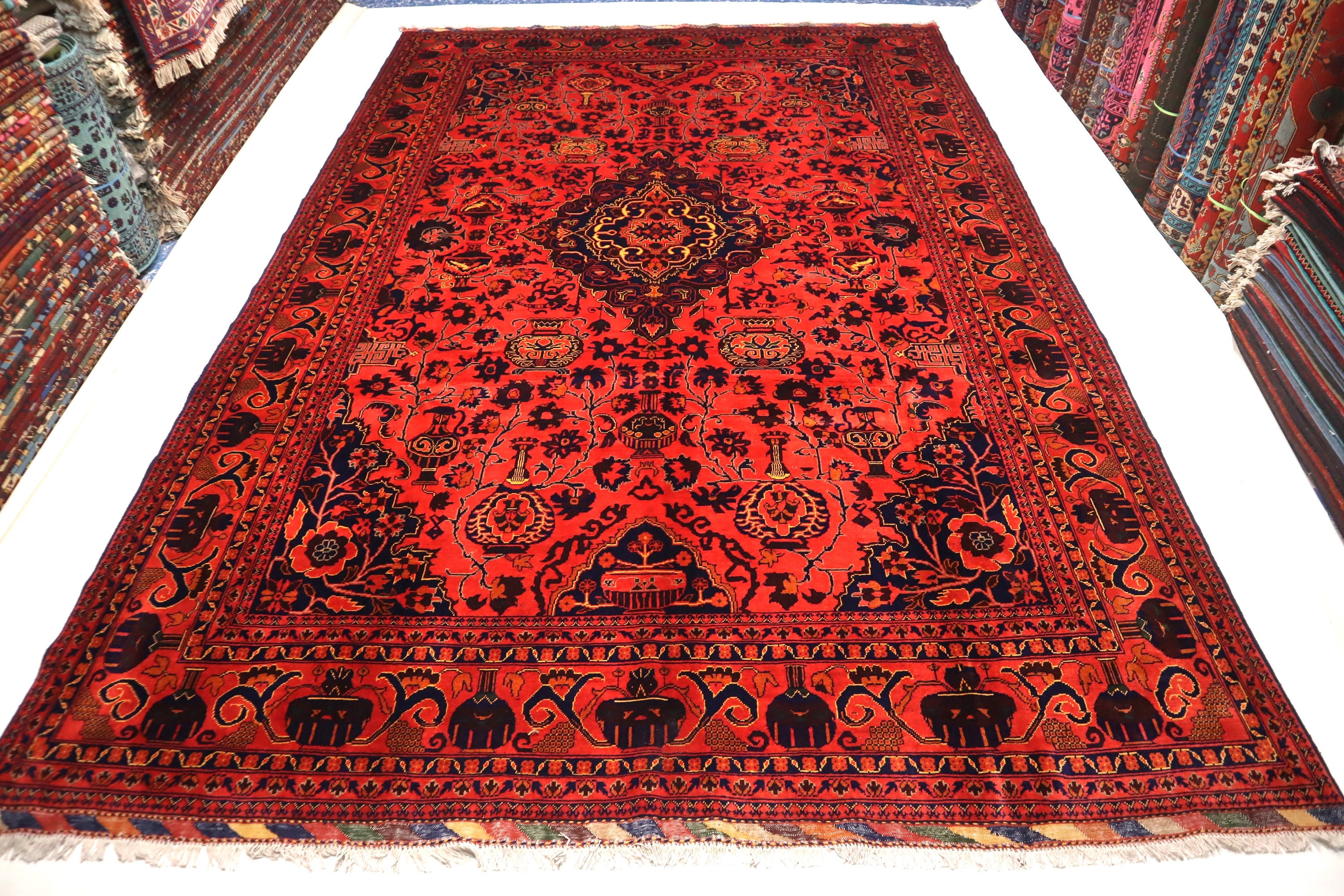 8x12 レッド 大型トルクメン ゼルカーキラグ/アフガニスタン