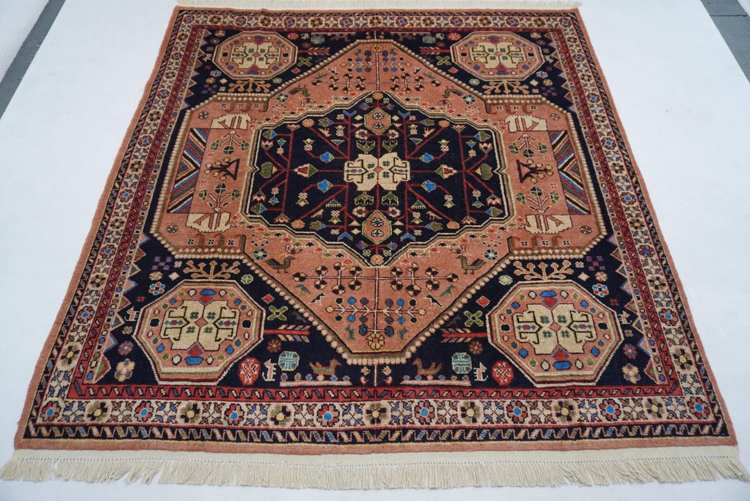 Terracotta Rug 7x7 Square Rug/ Afghan Rug Caucasian Rug/ Handmade Rug ...