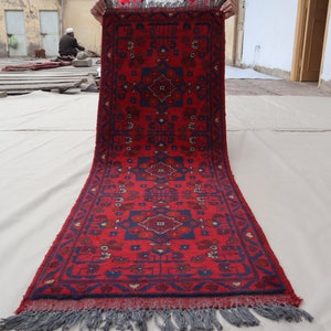 1&#39;9x5 Afghan Bukhara Rug 55x150 cm Stunning Khal Muhammadi Runner Rug/ Oriental Turkmen Rug 2x5 Hallway Runner Rug/ Kitchen/ Office Runner