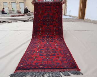 1&#39;9x5 Afghan Bukhara Rug 55x150 cm Stunning Khal Muhammadi Runner Rug/ Oriental Turkmen Rug 2x5 Hallway Runner Rug/ Kitchen/ Office Runner