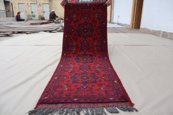 1'9x5 アフガニスタン ブハラ ラグ 55 x 150 cm 見事な Khal Muhammadi