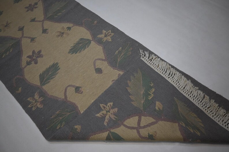 2 x 8 ft löparmatta/ Beige afghansk flatvävd Kilimmatta/ Turkmensk handgjord ullmatta/ 70 x 250 cm Vegetabiliska färgämnen Matta/ Turkmensk matta/Löpare i korridoren bild 11