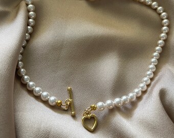 華麗 ★Alice Heart Drop Pearl Necklace RED,VINTAGE HOLLYWOOD ネックレス・ペンダント Pearl Heart | Etsy