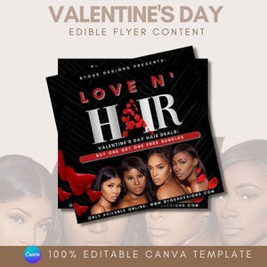 Valentines Flyer, DIY Flyer Template Design, Hair Flyer, Booking Flyer, Appointment Flyer, Sale Flyer, Lash Flyer, Premade Editable Flyer