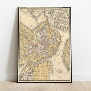 Map Of Boston 1894, Antique Map of Boston, digital