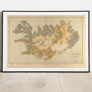 Map of Iceland, Antique Map of Iceland, digital, Year 1901