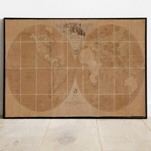 Antique World Map Print - 1794 World Map Wall Art - World Map Design - Chart - Printable World Map Art  - INSTANT DOWNLOAD