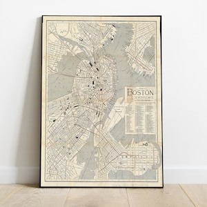 Map Of Boston 1890, Antique Map of Boston