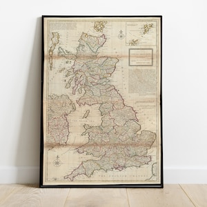 Map Of Great Britain 1792, Antique Map of Great Britain, digital