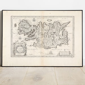 Map of Iceland, Antique Map of Iceland, digital, Year 1660