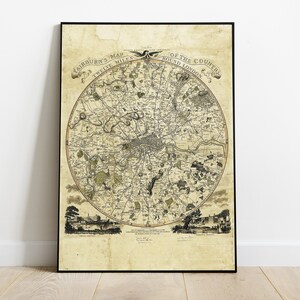Mapa de Londres, Mapa Antiguo de Londres, Cartel Histórico de Londres, Printout