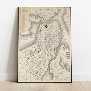 Map Of Boston 1895, Antique Map of Boston, digital
