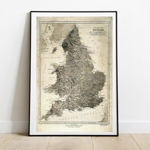 England Map, Map Of England 1885, Antique Map of England, Historical Map, Map Print, England Poster, United Kingdom
