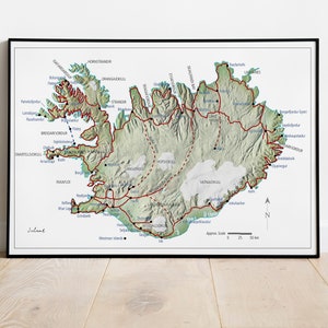 Map of Iceland, Basic Map, Minimalistic Map, Nordic Map, Iceland Modern Map