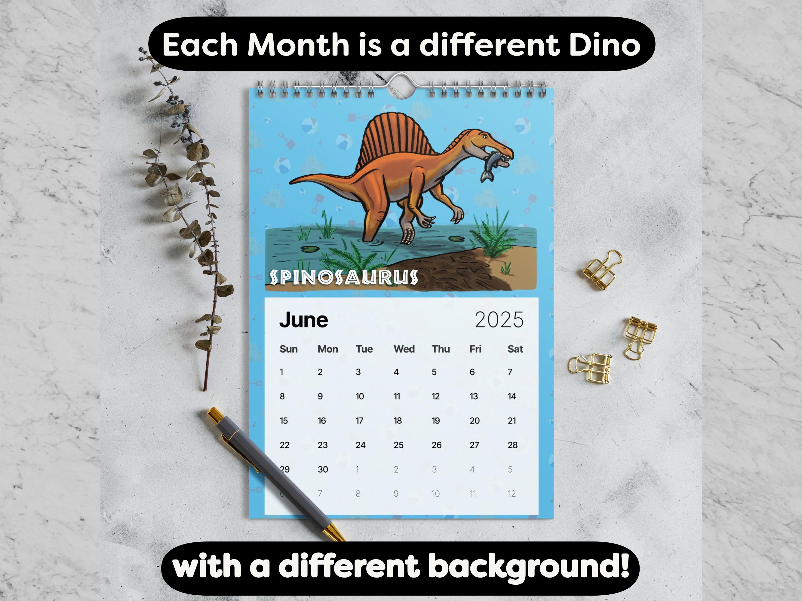 2025 Dinosaur Wall Calendar, Dinosaur Lover Calendar Gift, Fun Dino