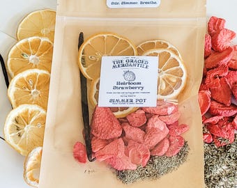 Handmade Simmer Pot, Natural Home Fragrance Blend, Stovetop Potpourri, Heirloom Strawberry Simmer Pot, Spring Summer Scent, Housewaming Gift