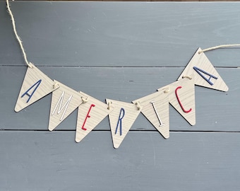 America Banner: Patriotic 4th of July Mantel Decor