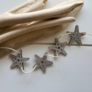 Mini Wood Starfish Banner, Mini Starfish Garland, Beach Banner, Beach Tiered Tray, Nautical Tiered Tray, Coastal Farmhouse, Summer Decor