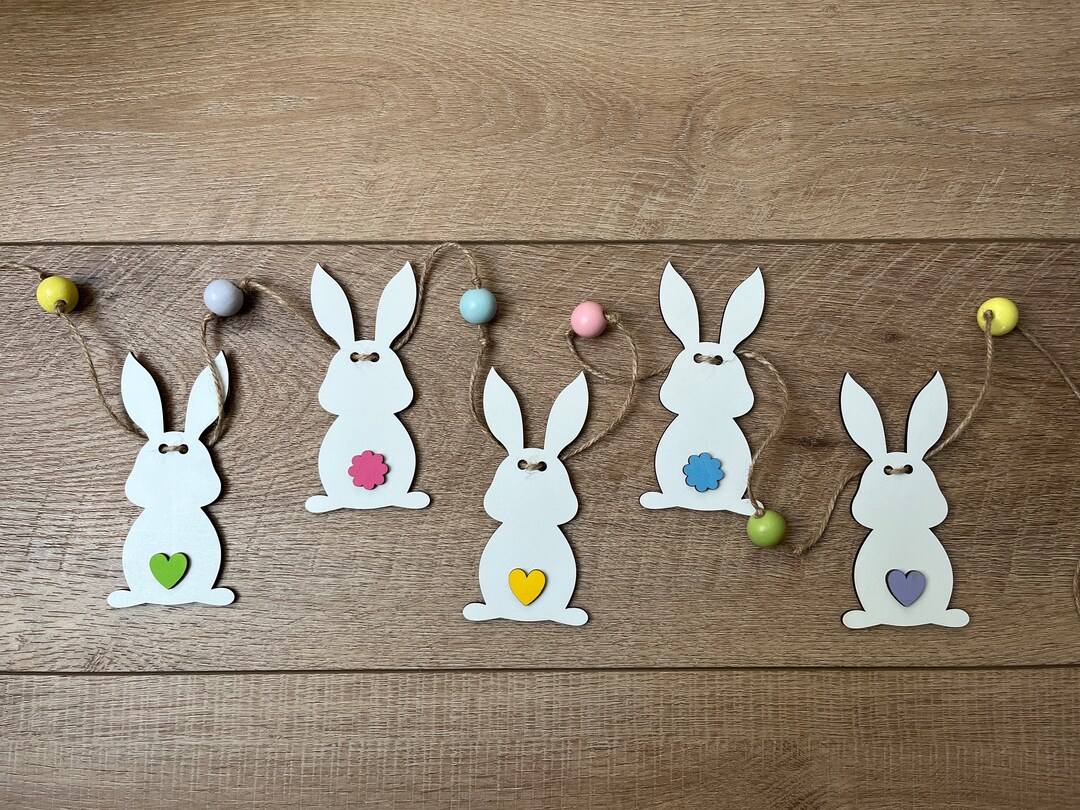Easter Bunny Banner: Pastel Spring Garland, 45" Decor - Etsy