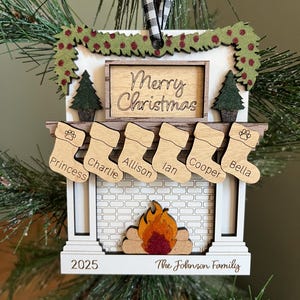 Family Fireplace Stockings Ornament