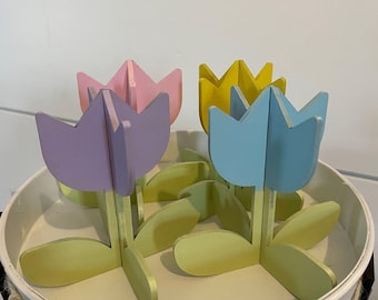 SVG Tulpbloem voor lente en Pasen gelaagde dienbladen - 3D bloem SVG voor lentedecor