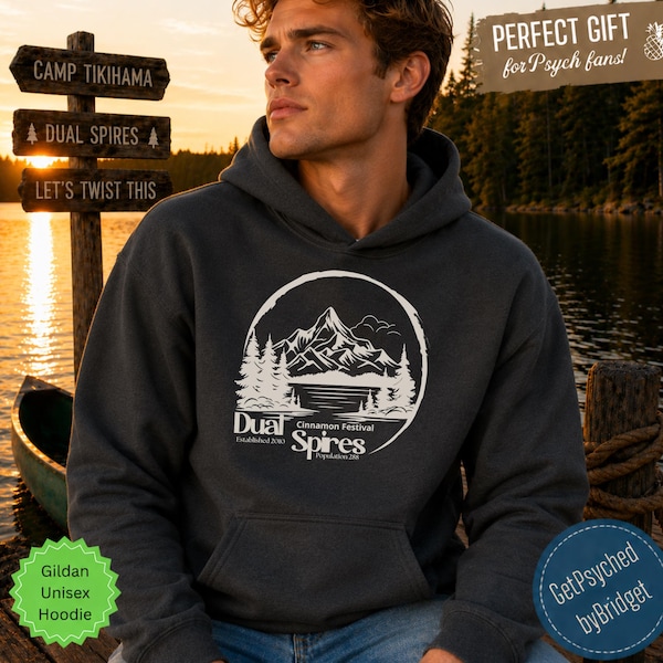 Psych TV Show Dual Spires Hoodie, Cinnamon Festival Design, Unisex Hoodie