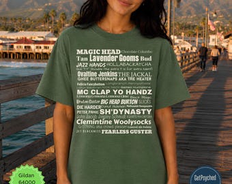 Psych Tv Show T-Shirt | Burton Guster Nicknames T-Shirt | Psych TV Show Fan Tee | TV Show Shirt