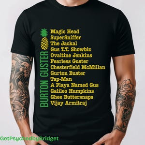 Psych TV Show Gus Nicknames T-Shirt, 2000s Comedy Fan Merch