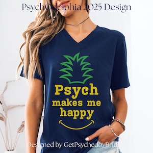 Psych Makes Me Happy V-Neck/Psychodelphia Design/Psych Tv Show Shirt/Psych Series Shirt/Psych Fan Merch/Psych Show Merch/Funny Psych Shirt