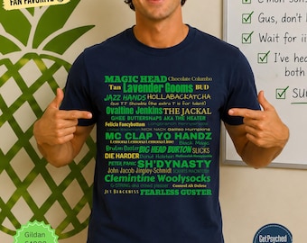 Psych TV Show Gus Nicknames T-Shirt, Shawn Gus Fan Tee, Unisex Cotton Shirt